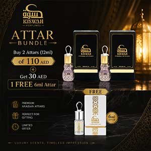 Buy 2 Attars (12ml) (55 AED EACH) & Get 1 FREE 6ml Attar